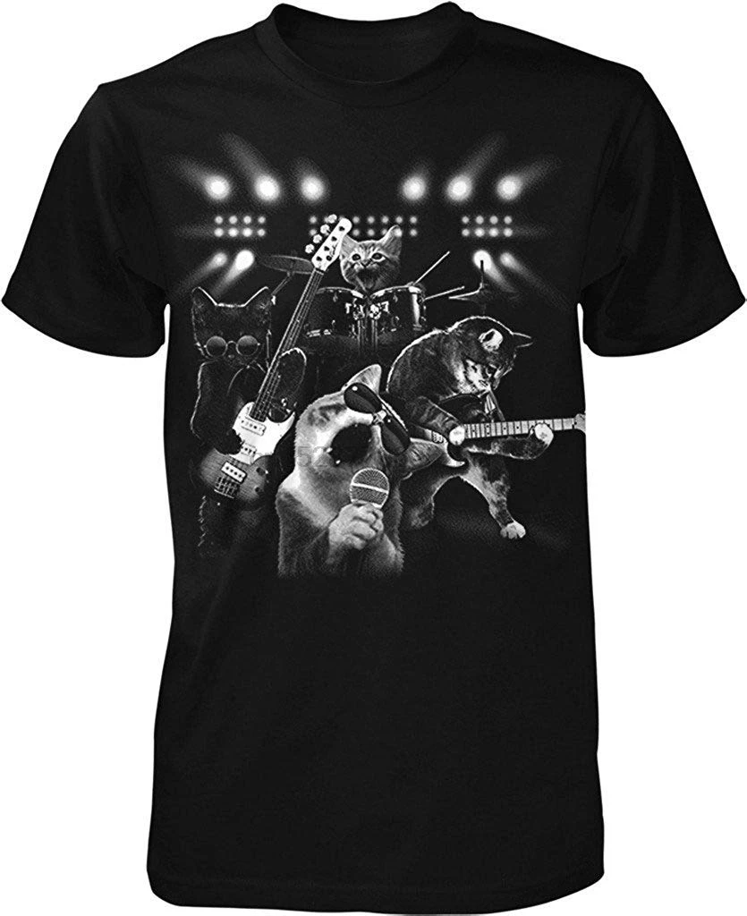 

Cat Rock Band Cats Playing Guitar and Drums Men's T-Shirt