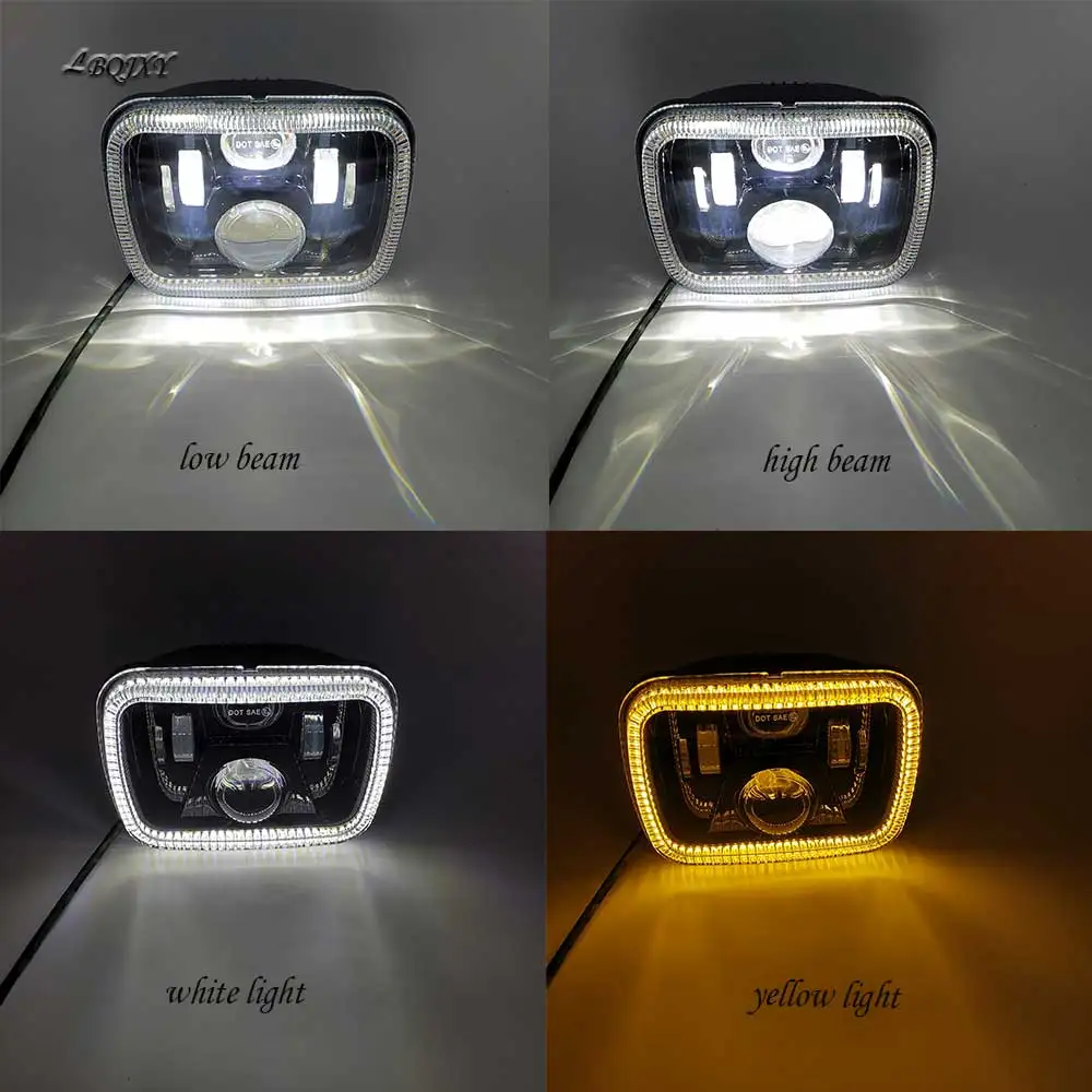 1 пара 5x7 светодиодных фар 7x6 Led герметичный луч фары с белой желтой диафрагмой для