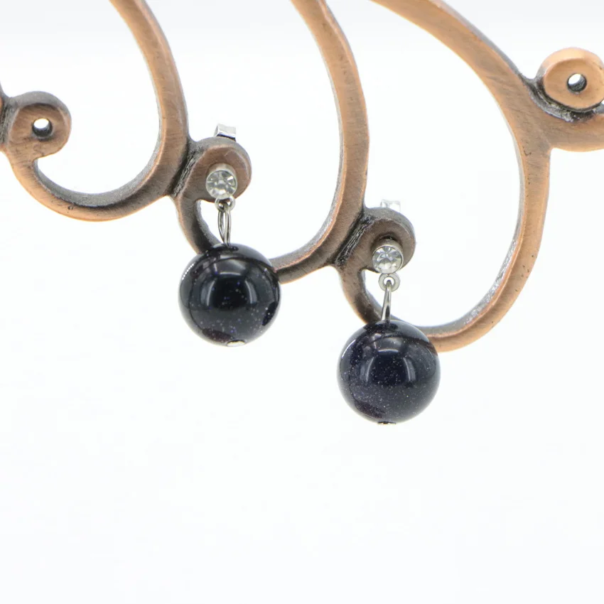 3 Natural Stone Blue Sand Beads Necklace Earring ear nail Fashion DIY Jasper Chalcedony (25)