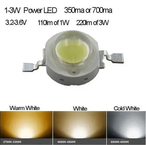 High Lumens 3W High Power LED 3.6-3.8V 700mA 220-240lm White 4500K Provide Test Report Fast