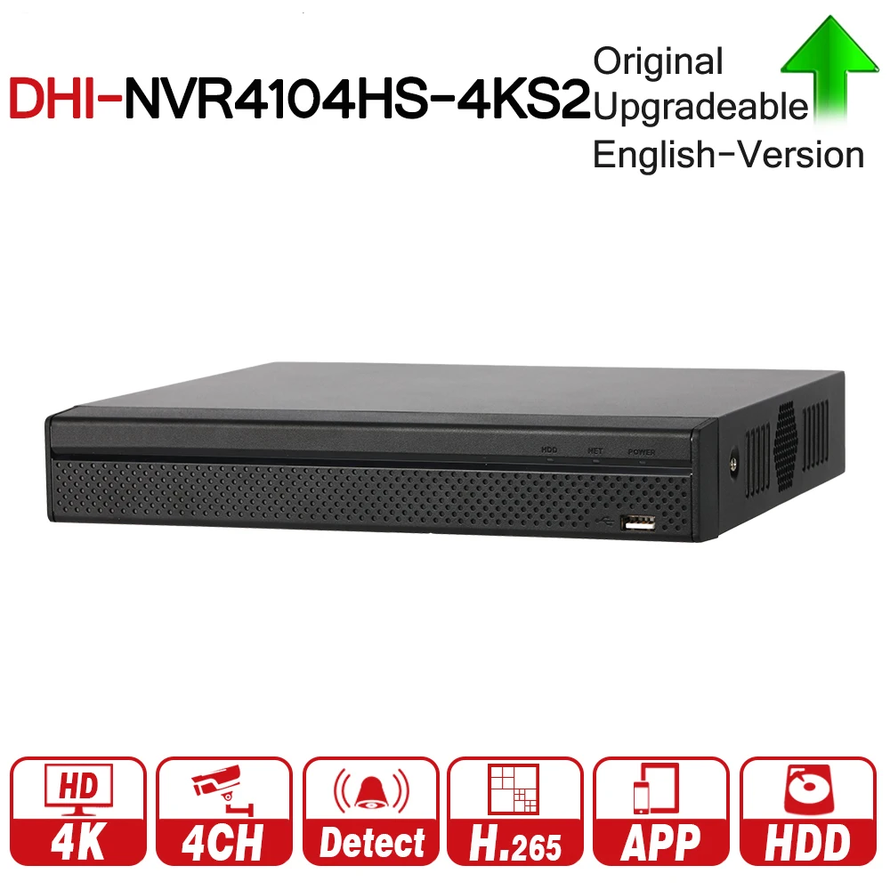 DH оригинальный NVR NVR4104HS 4KS2 4CH компактный 1U Lite 4 К H.265 8MP Разрешение ONVIF для ip камеры