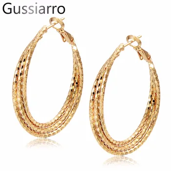 

2019 Trendy Diameter 36mm Jewelry Rose / Gold-color Big Circles Statement Earrings For Women Pendientes Friends party