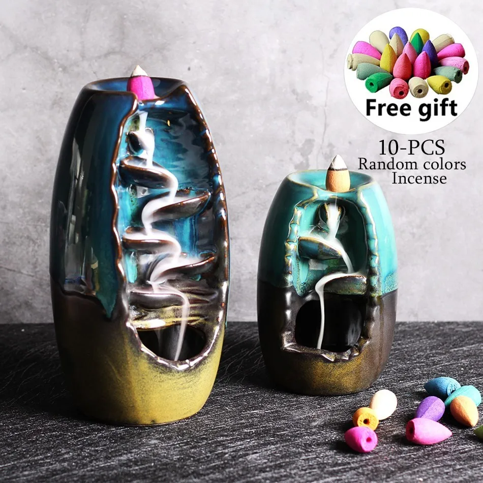 

2019 New Backflow Incense Burner Ceramic Aromatherapy Furnace Lotus Smell Aromatic Home Office Incense Crafts Incense Holder