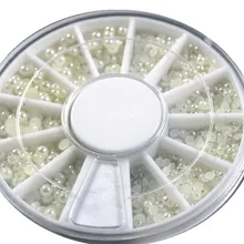Один колеса дизайн ногтей белый жемчуг украшения Стразы бусины DIY Инструменты маникюр педикюр гвоздики для нейл-арта дизайн TRNC047
