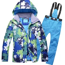 Новинка, мужской лыжный костюм, уплотненный, водонепроницаемый, ветрозащитный, куртка+ штаны, лыжный костюм с двумя бортами