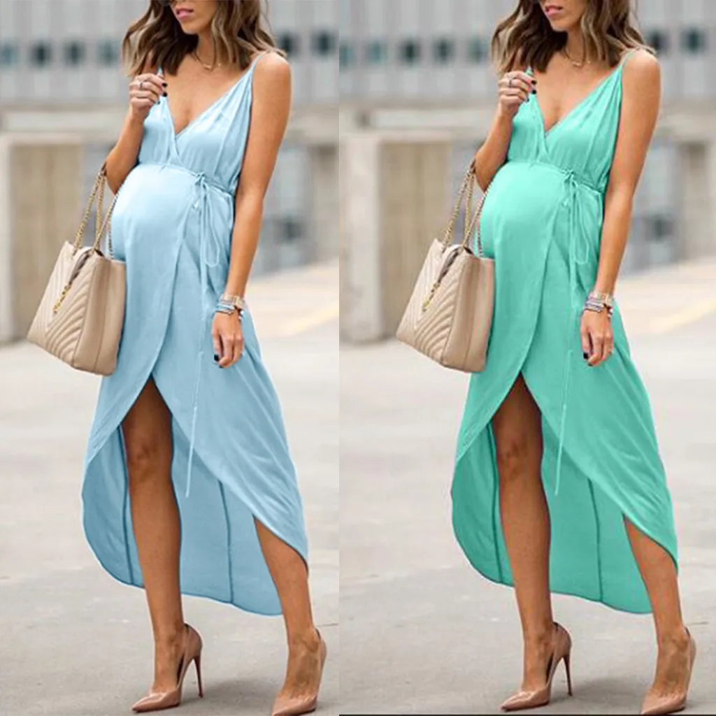 

Summer Dresses For Nursing Sleeveless Backless Maternity Photography Dress Sexy Evening Dress For Pregnant Women V-Neck Vestidos