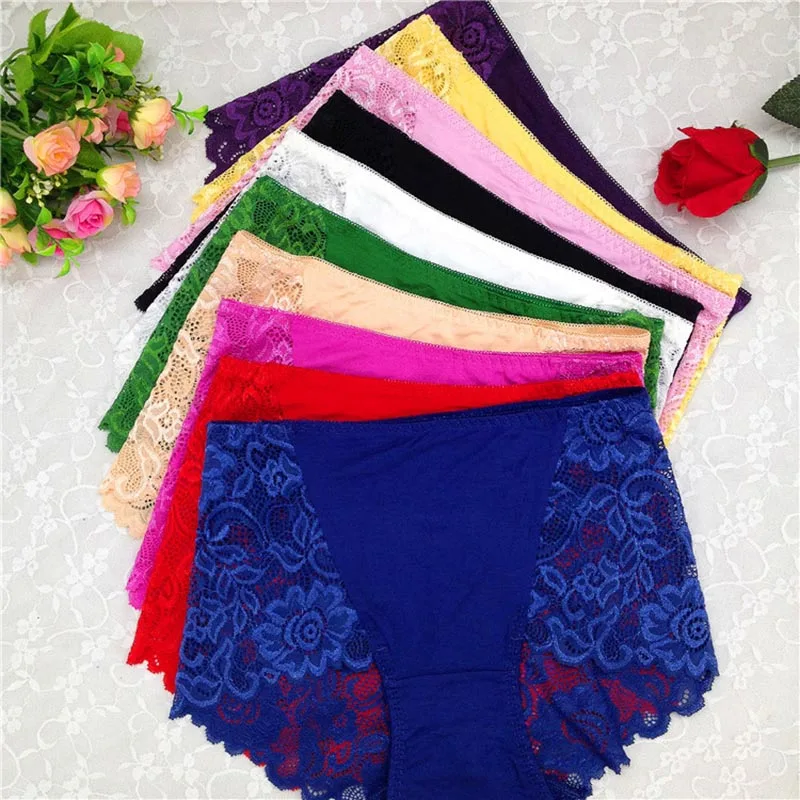 

LNRRABC Women Soft Briefs High Waist Hollow Out Sexy Lace Seamless Briefs Floral Lingerie Underwear Women's Briefs