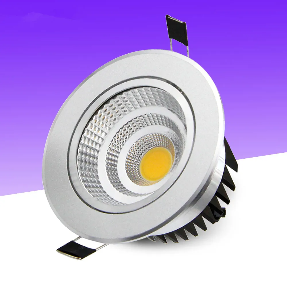 Dimmable Led downlight light COB Ceiling Spot Light 3w 5w 7w 12w AC 110V/220V Silver ceiling