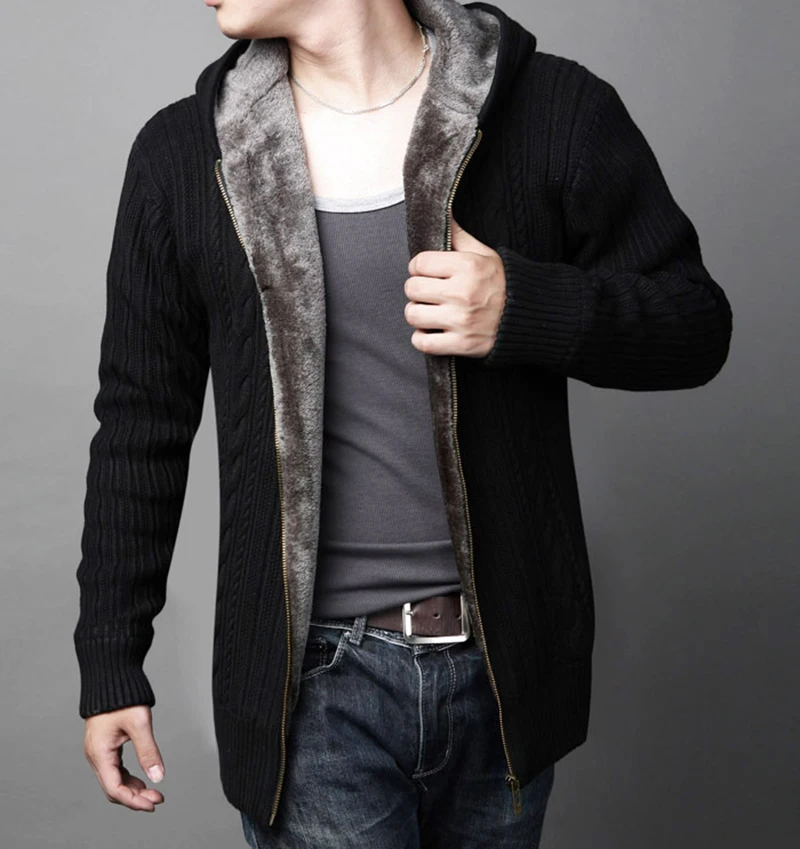 Male Cardigan Men Hooded Sweater Coat 