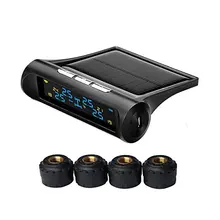 TPMS Tire Pressure Monitoring System 4 External Sensor Real-time Detection Alarm with Solar Power Monitor LED Wireless Dispaly
