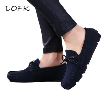 

EOFK 2020 Autumn Women Loafers Moccasin Casual Genuine Leather Shoes Woman lady Femme Flats Moccasins Slip On Blue Shoes