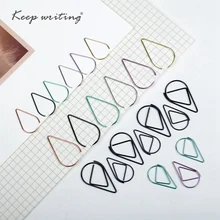 10 pçs/pçs/set clipe de papel em forma de gota de metal ouro cor prata kawaii bookmark escritório escola papelaria marcação clips