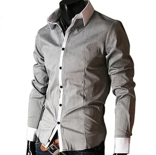 Прямая поставка, camisa masculina, мужская повседневная рубашка с длинным рукавом и принтом, приталенная Мужская рубашка, camisa social masculina - Цвет: Серый