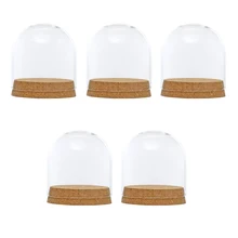 MagiDeal 5x Стекло дисплей Cloche колокольчик купольная деревянная основа Центральный 8x8 см