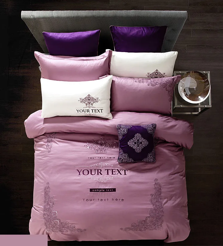 Embroidered bedding sets pure cotton bed sets queen king size pink bed clothes plants flowers 4