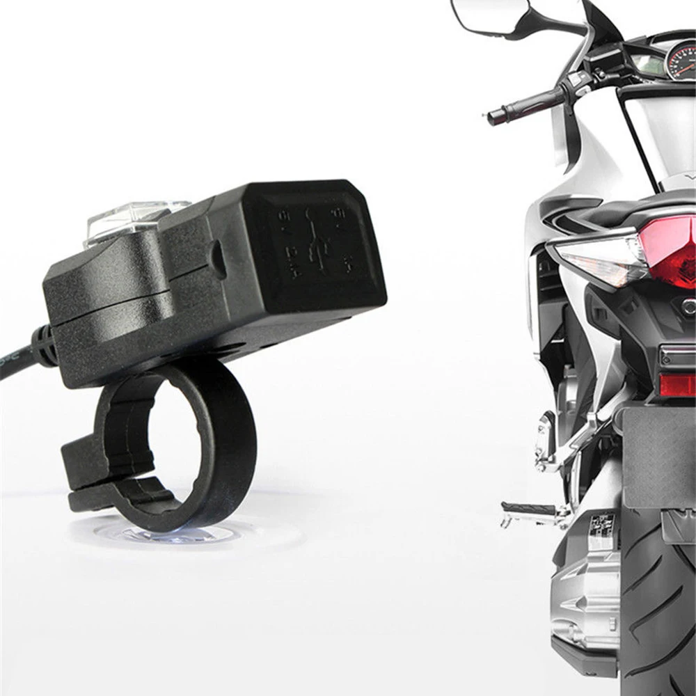 Waterproof Universal 12V Dual USB Ports Motorcycle Handlebar Charger