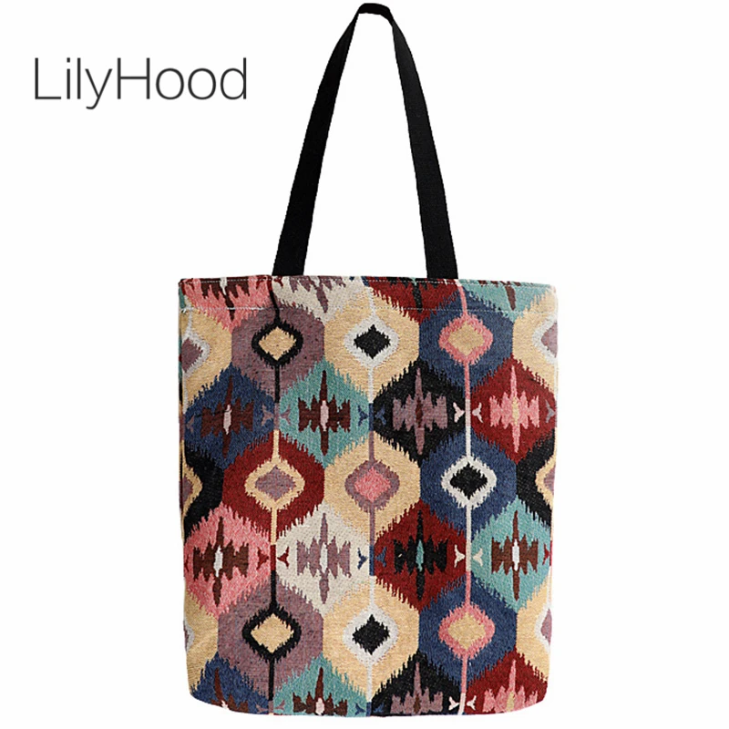 Женская сумка тоут LilyHood богемная Повседневная тканевая на плечо с верхними