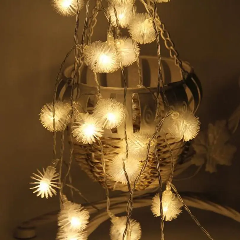 

2018 LED fur ball home decoration string Christmas day garden dandelion decorative lamp party supplies,1set/10led