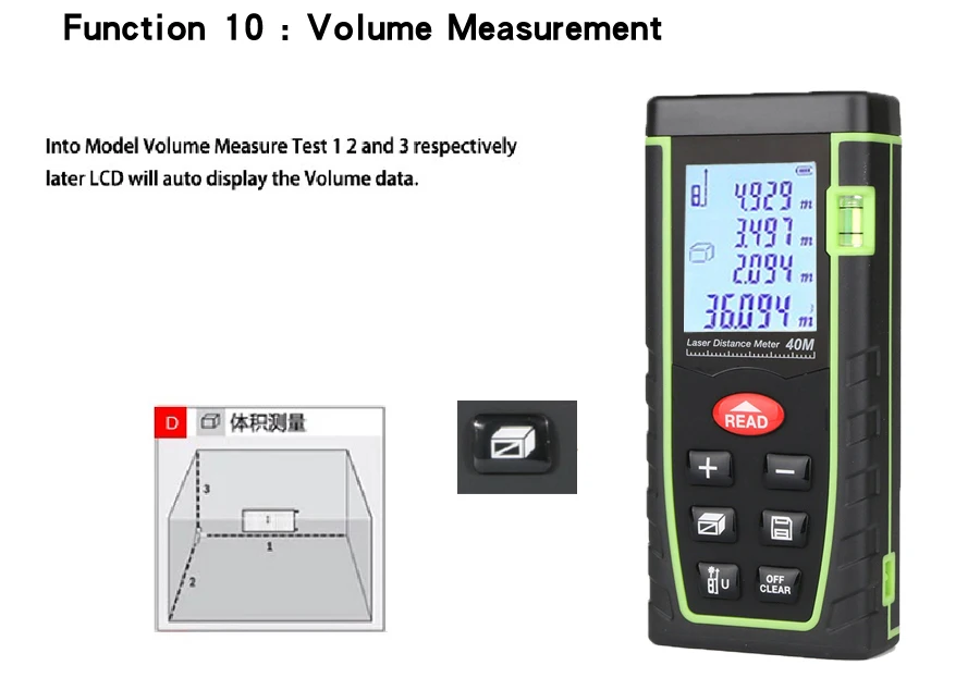 RZ лазерный дальномер электронная линейка цифровой рулетка измерение площади объем инструмент 40 м 60 м 80 м 100 м
