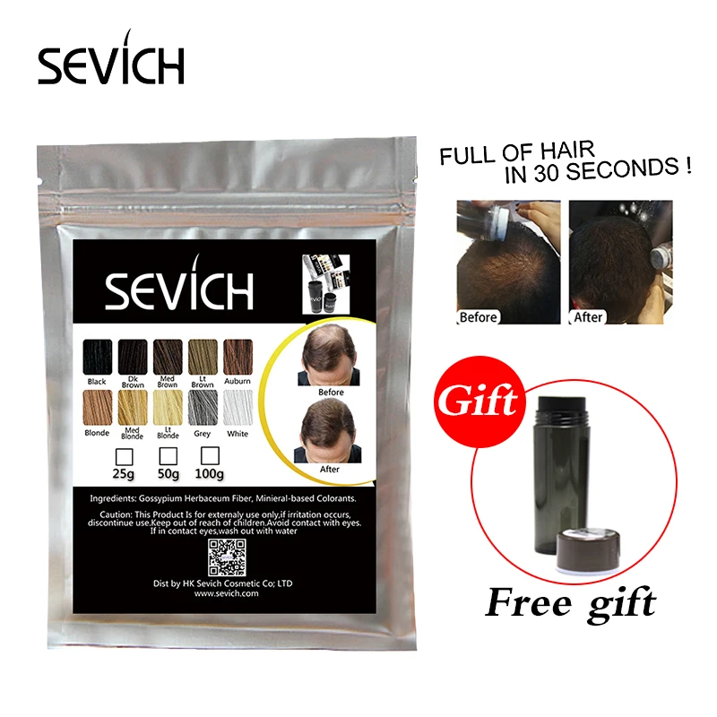 

Hair Loss Extension Product sevich 100g hair building fibers refill bag Toppik hair thickener fuller hair loss 10 colours