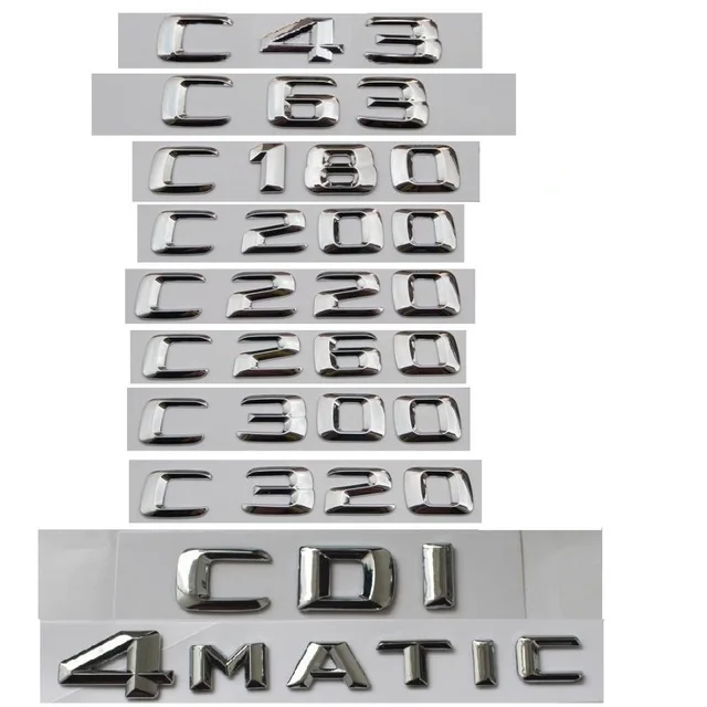 ABS Plastic C43 C63 C180 C200 C220 C260 C300 C320 CDI 4MATIC Car Badge Emblem Nameplate Sticker