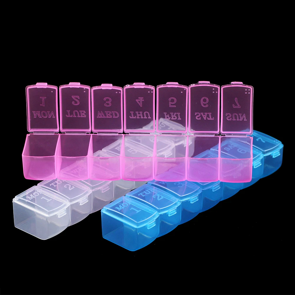 

JHNBY Plastic Rectangle 7 days week Pillbox home Compartment Storage Box Earring Jewelry Beads Case Container Display Organizer
