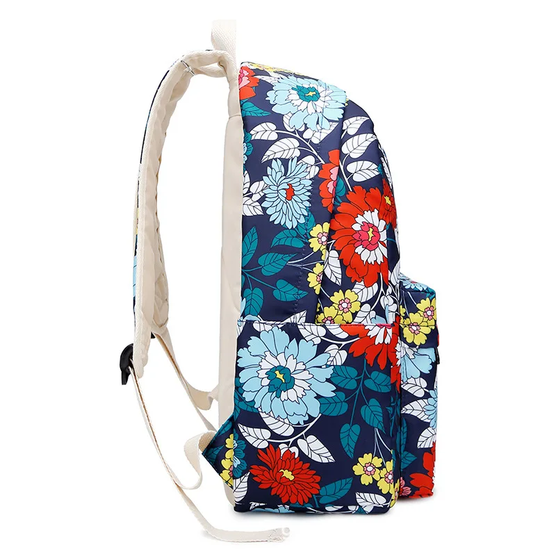 Водонепроницаемая школьная сумка с цветочным принтом для девочек-подростков, набор нейлоновых сумок, женский рюкзак, Ланч-бокс, студенческие сумки для книг