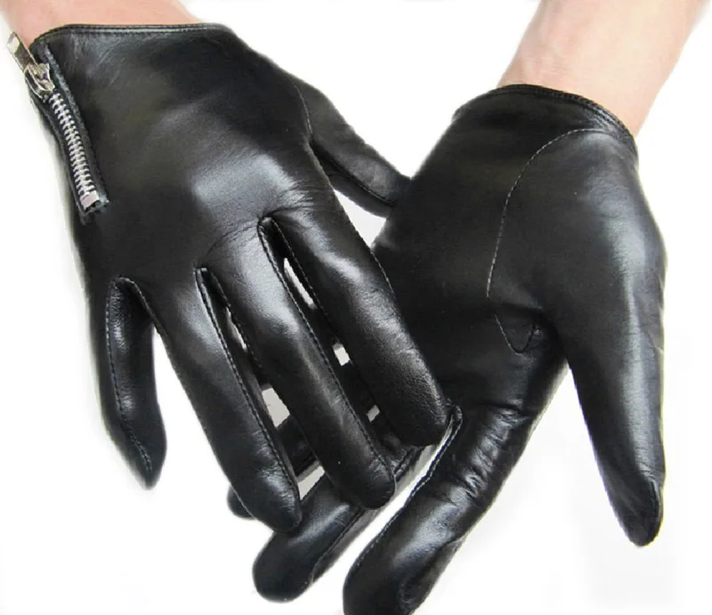 man 2017 fashion classic short side zipper style First class real Italy leather gloves