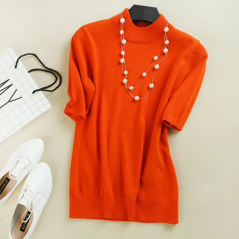 2019 Women's Cashmere Turtleneck Short Sleeve Knitted Sweater Tee Base T Wool Cashmere Brand Sweater Women Rider Wool sweater 2019 Women's Cashmere Turtleneck Short Sleeve Knitted Sweater Tee Base T Wool Cashmere Brand Sweater Women Rider Wool sweater
