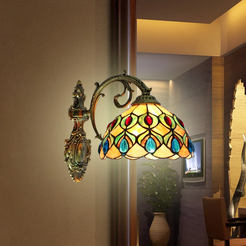 

Simple lamp wall lamp shell peacock bathroom mirror headlight lamp wall lamp shell European pastoral style