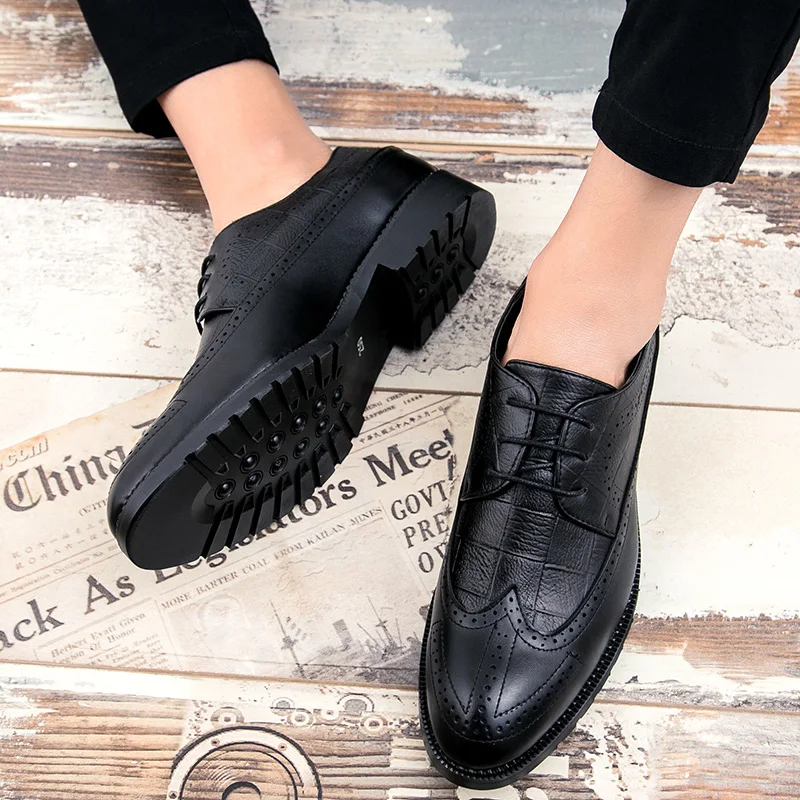 Vivodsicco Robe Classique Formelle Sculpture Style Conception Bout British Hommes Pointu New Bullock Noir D'affaires Oxford Chaussures Rétro marron 1gr1qHw