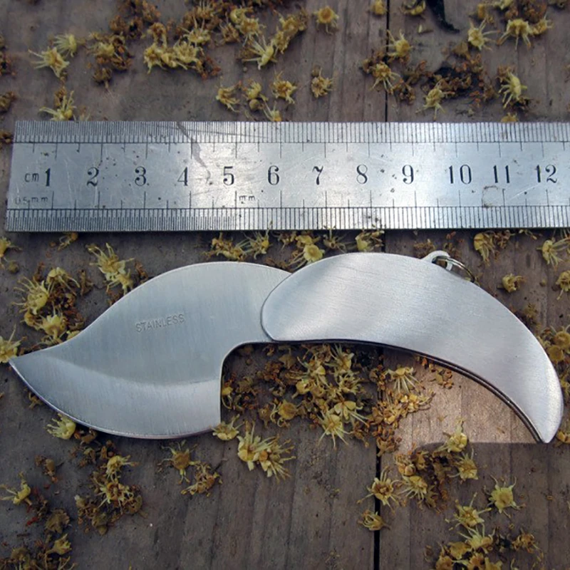

Free shipping Leaf shape Full Stainless Steel Small Folding Knife Mini Pocket Knife Camping Tactical Survival Knives EDC Tools