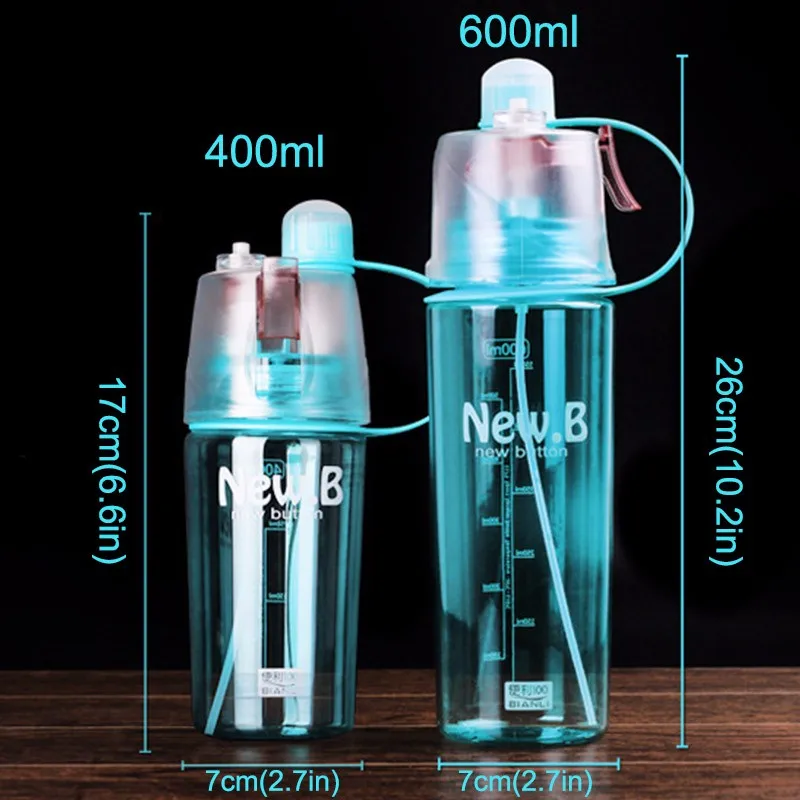 400ML/600ML Plastic Sports Spray Water Bottle Straw For Outdoor Bicycle Cycling Sports Gym
