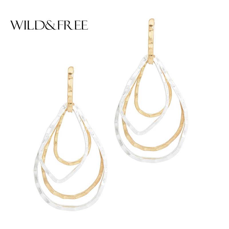 

Wild&Free Fashion Statement Layered Geometric Drop Earrings Lady Vintage Water Drop Dangle Earring Handcraft Jewelry Wholesale