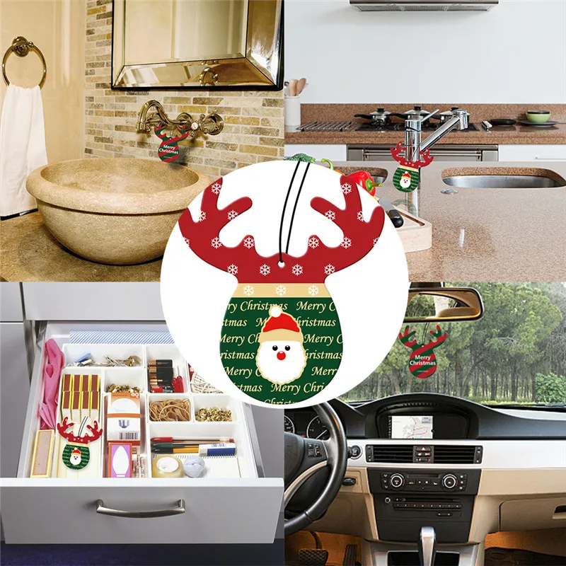 

2types Cute Antlers Shape Car Hanging Perfume Air Freshener Santa Claus Fragrance Papers Decor Tools Christmas Gifts