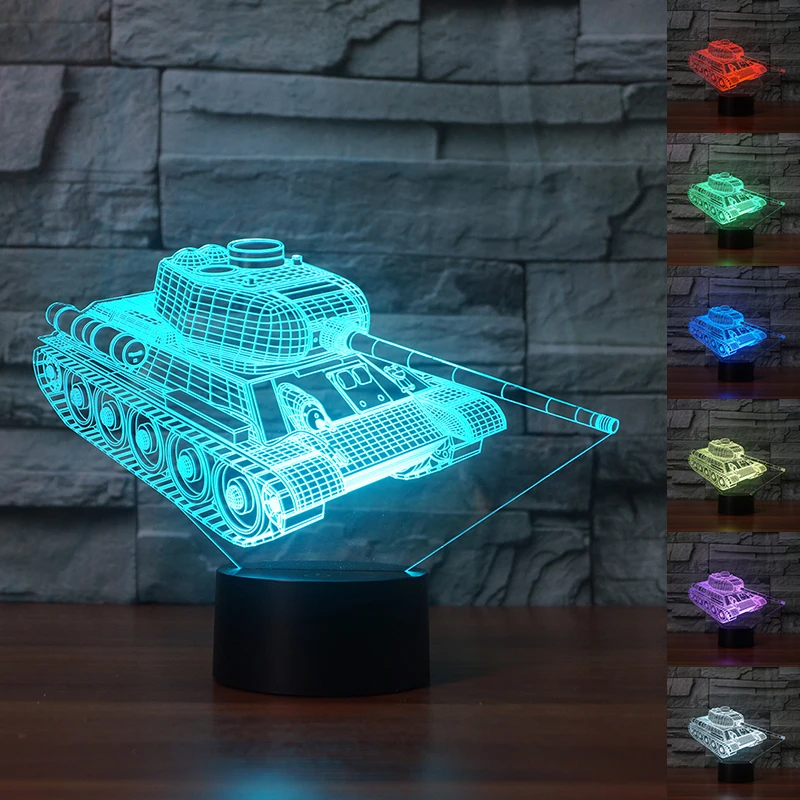 

NEW Tank 3D Optical Illusion Lamp Acrylic 7 Color Changing Mood Lamp LED Nightlight as Bedside Lamp Children Kids Christmas Gift