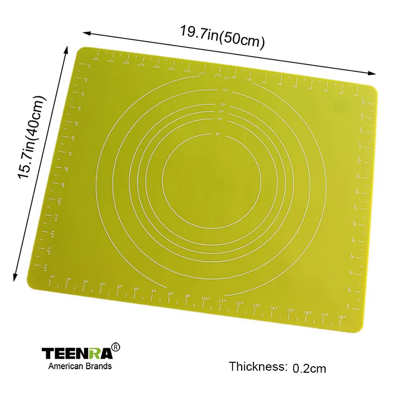 TEENRA 2 мм силиконовый коврик для замеса теста антипригарный силиконовый коврик для раскатки теста лайнер коврик для выпечки теста для пиццы большой размер кондитерский инструмент