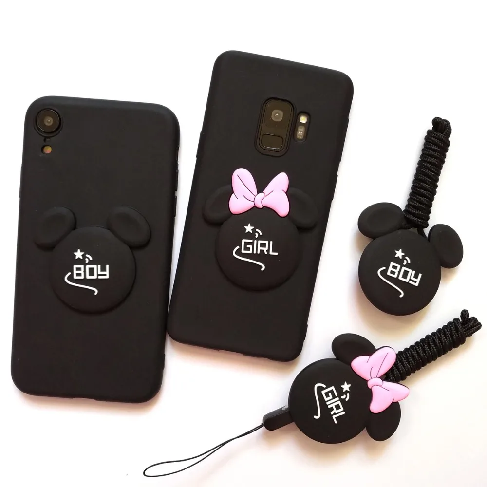

Cute Cartoon Soft Silicone Phone Case For Huawei P smart 2019 Y5 Y6 Y7 Y9 2018 Handmade Case Black Frosted Back Cover Coque
