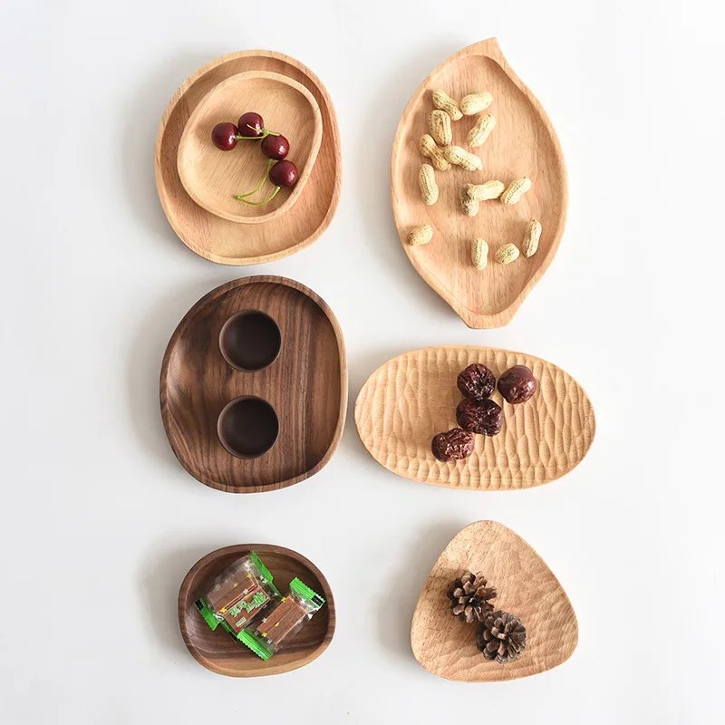 

Solid Wood Breakfast Snacks Snacks Dried Fruit Tea Plates and Dishes Wooden Tableware Dishes Sets Kitchen Accessories
