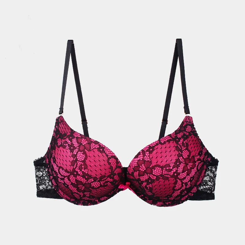 Deep V Lace Surface Push Up Sexy Bra Panty Sets Matching Bow G-string Comfortable Underwear Women Lingerie Set Intimates