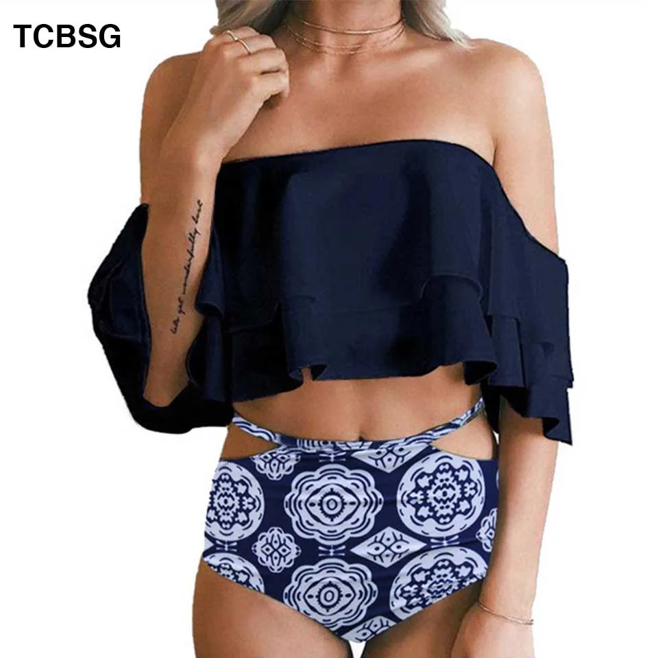 

TCBSG New Sexy Bikinis Women Swimsuit Push Up Bikini Set Halter Print Brazilian Bathing Suits Solid Swim Wear Plus Size Swimwear