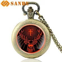 Винтажные бронзовые мужские и женские кварцевые карманные часы с подвеской часы с ожерельем подарок