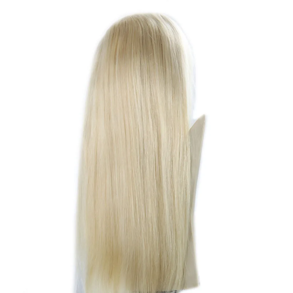 

Full Shine Brazilian Human Hair Yellow Blonde Color #613 Lace Front Wig with Baby Hair 150% Density Straight Remy Hair Wig