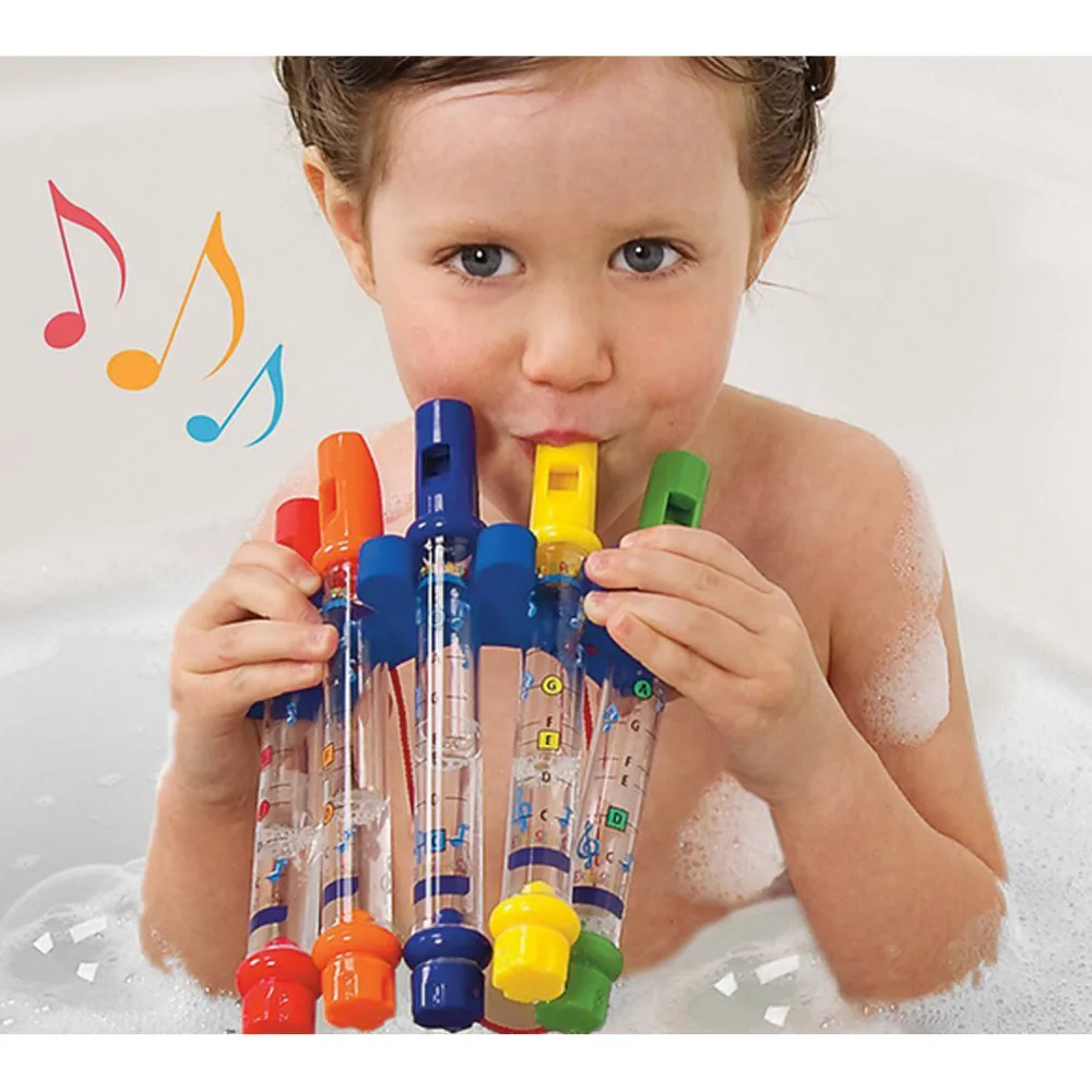 Fun Colorful Whistles Music Sounds Shower Toy Kids Children Bathtime Water Shower Flutes Bath