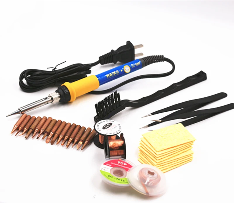 

SZBFT 60W 220V Electric Soldering Irons Kit Temperature Adjustable with Tin Soder Wire Copper Tips Welding Gun Repair Tools