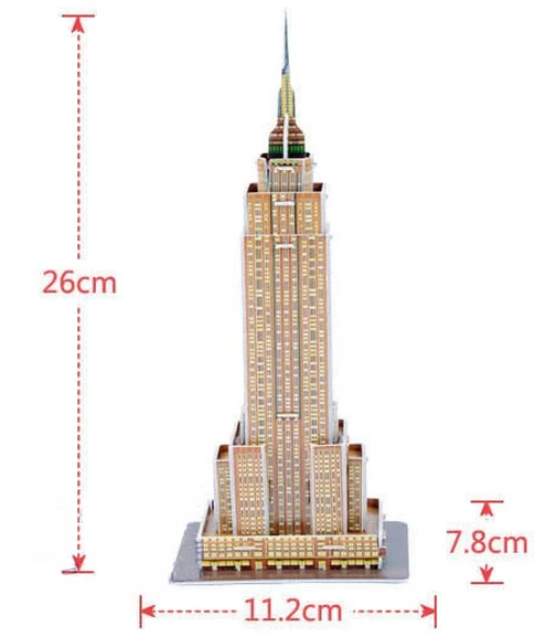 Масштаб бумажные миниатюрная модель эйфелева башня мост великая стена пизанская башня 3d пазлы головоломка для дети-мир отличная архитектура - Цвет: EmpireState Building