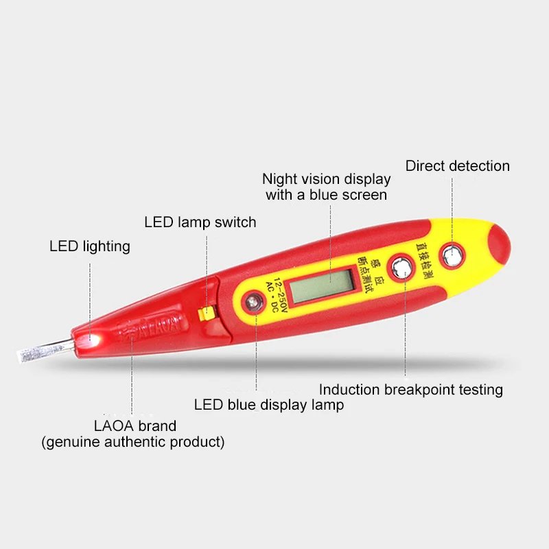 LAOA, Электрический цифровой тестовый карандаш, индикатор, измеритель напряжения, вольтметр, розетка, настенный AC DC, детектор напряжения в розетке, датчик, тестовая ручка er