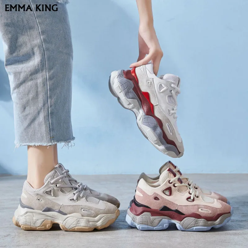 

Spring/Autumn New Breathable Chunky Platform Sneakers Women Suede Shoes Woman Trendy Trainers Female Shoes Zapatos de mujer 2019
