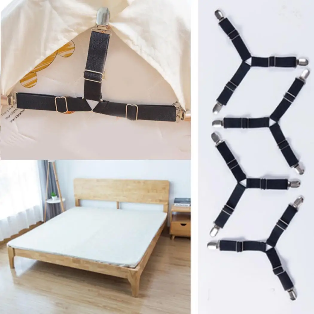

Triangle Bed Sheet Clips Bed Button Buckles Elastic Grippers Pack of Mattress (4Pcs) Holder