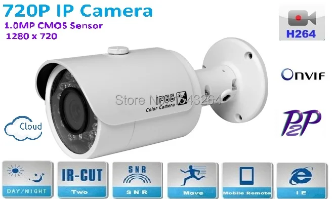 

2017 NEW H.264 1280*720P 1.0MP Mini Bullet IP Camera ONVIF Waterproof Outdoor IR-CUT Night Vision P2P easy Plug and Play,